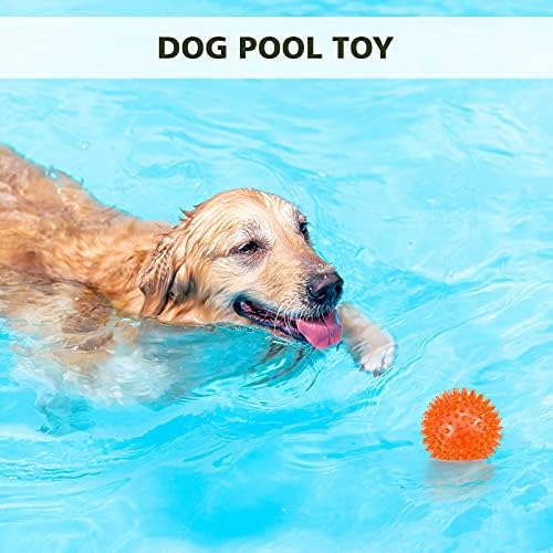 Петизер 3-пакет 3,5 инчи пискави топки за играчки за кучиња, топчиња со базен со кучиња, кучиња шилести топки, интерактивни играчки за кученца, играчки за џвакање кучи