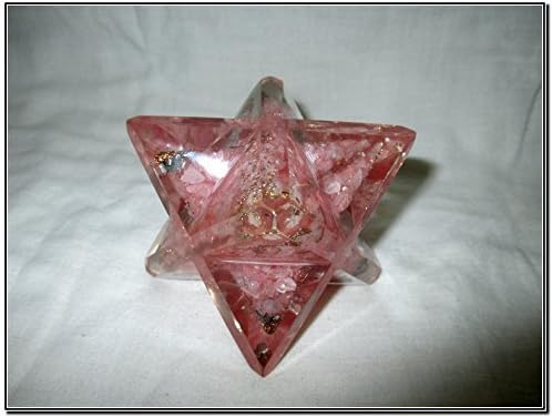 Прекрасна оригинална роза кварц оргон кристал меркаба 4 Огромни големи кристални скапоцени камења Бакар метал мешавина ретка лекување позитивна