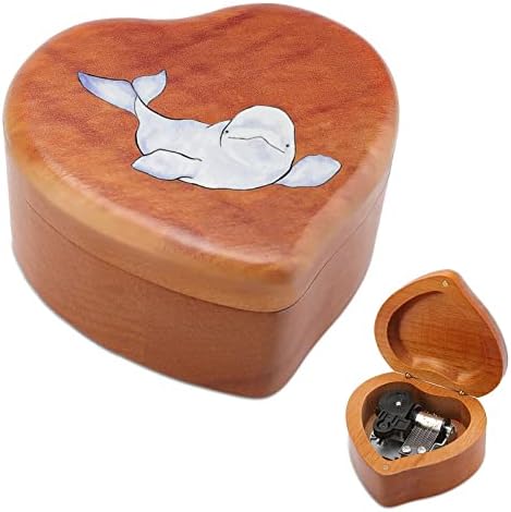 Белуга бран гроздобер дрвен часовник музички кутија во облик на срцеви кутии подароци за семејни пријатели на lубовници
