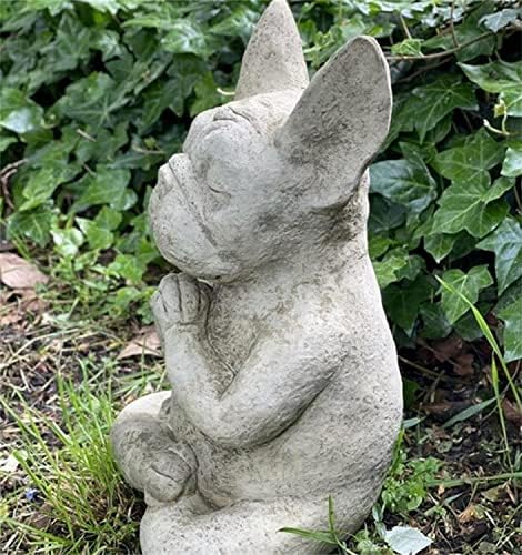 LSLANSOON BULDDOG Буда статуа, медитирајќи фигурина на кучиња од јога, декоративна таблета колекционерска за дома декорација градина двор