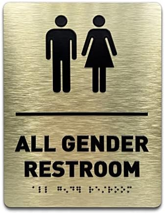 Сите родови знак за бања од GDS - АДА во согласност со АДА, достапна за инвалидска количка, подигнати икони и Брајово одделение 2 - Вклучува