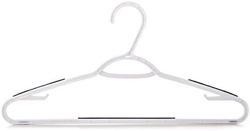 Популарни дизајнерски производи 10 компјутерски бели пластични закачалки со вградена сива лента за не -лизгачки влошки - совршени за фустани,