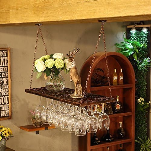 Стилска едноставност Европско ковано железо виси држач за вина, држач за висина стаклена чаша, пимм, бронза, 60 * 31см