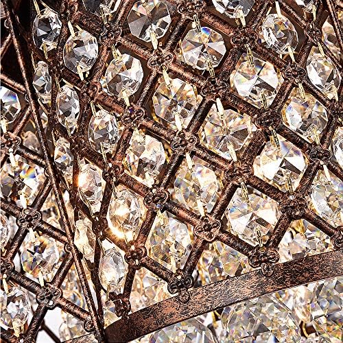 Магацин На тифани Пшита 3-лесен кристал 5-сечило 52-инчен Рустикален Бронзен Тавански Вентилатор