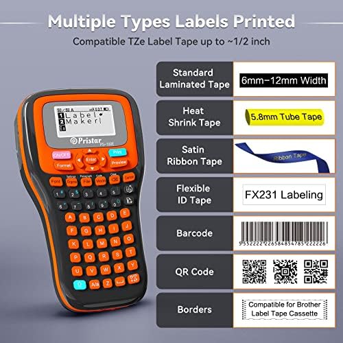 Машина за производител на етикета за автоматска етикета со лента PS-100E Полнење на рачен етикелер со повеќе шаблони за тастатура за TZE 0,13-0,47 инчи ленти лесни за употре
