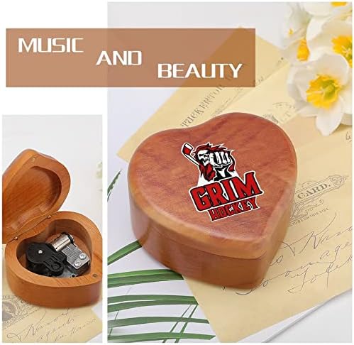 Грим череп хокеј часовник музичка кутија гроздобер дрвена форма во форма на музички кутии играчки подароци украси