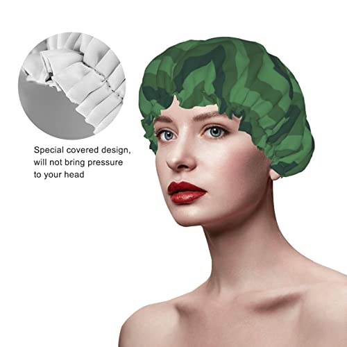 Womenените што можат да се користат затегнати полите за коса, карирани зелени сини двојни слоеви, водоотпорна капа за бања за туширање