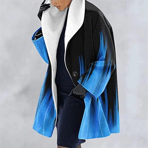 Женски мантил задебелена уметничка боја вратоврска боја долга ракав копче надолу со отворено кардиган лапел зимски палти кошули надвор