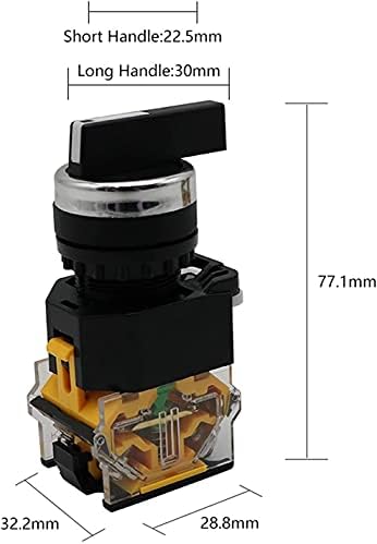 NYCR 22mm селектор на копчето Ротари прекинувач за заклучување на моментот 2NO 1NO1NC 2 3 Позиција DPST 10A 400V прекинувач за напојување Вклучување/Исклучено