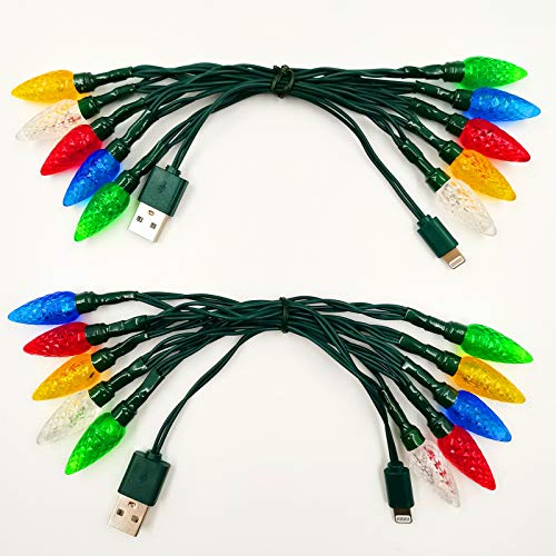 2 пакувања KBG LED Божиќни светла за полнење кабел, USB полнач за полнач повеќебојни 10 led 50inch компатибилен со телефон 5,5s, 6,6plus,
