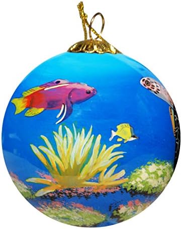 Рачно насликано стакло Божиќен украс - морска желка Дејтона плажа