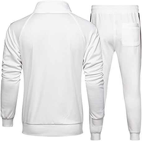 Mens Tracksuit Casual 2 парчиња костуми со долги ракави лабава спортска облека џогирање на отворено пешачење атлетски сет