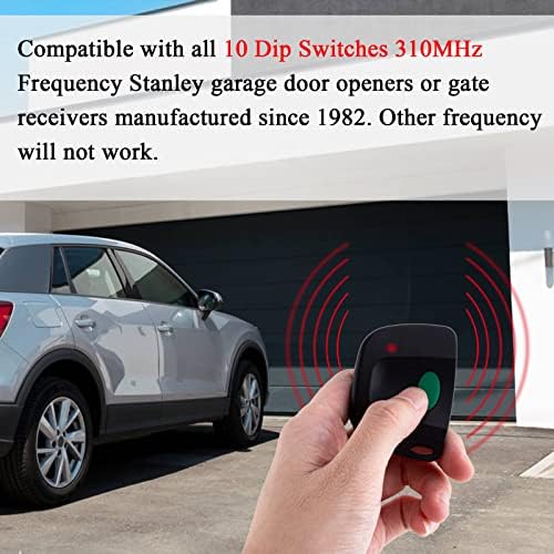 10 DIP Switch 310MHz гаража врата далечинска контрола компатибилен со Stanley 1050 | 1082 | 105015 | 109410, Digi-Code 5012 | 5062 | 5032 | 5042 | 5072, HedDolf S219 | S220 Garage Opener Opener Transmitter 2 Пакет