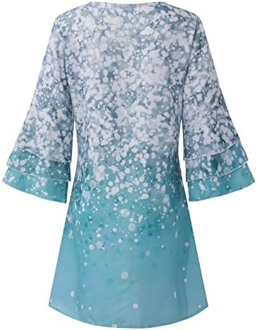 Женски ласкави фустани за да се скрие стомакот печатено V-врат 3/4 ракави мини фустан есенски венчаници фустани