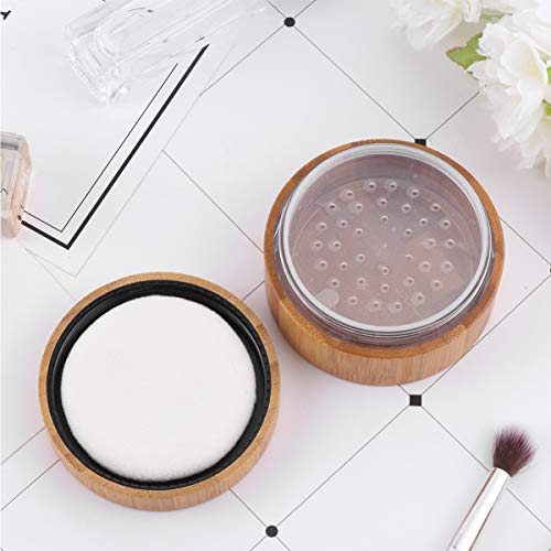 Casteifty Powder Container Bamboo Powder Puff Comest Comesty Powder Case за дами