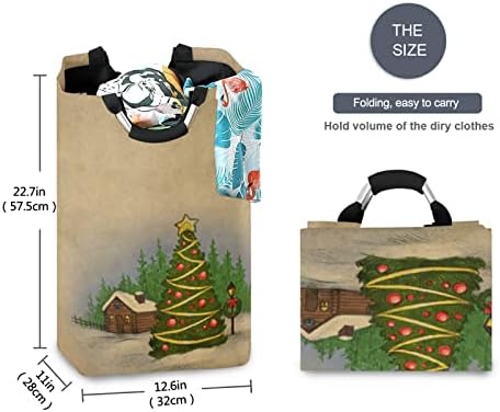 Божиќен Зимски Пејзаж Корпа За Перење Склоплива Голема Облека Ја Попречува Корпата За Складирање Расадник Со Рачка За Детска Соба Спална
