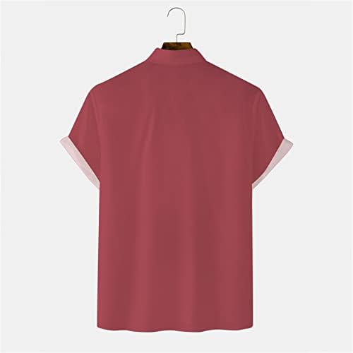 Bmisegm летни кошули за мажи за мажи за независност на мажи Персонализирано модно лаптено копче маица со кошула краток пресврт