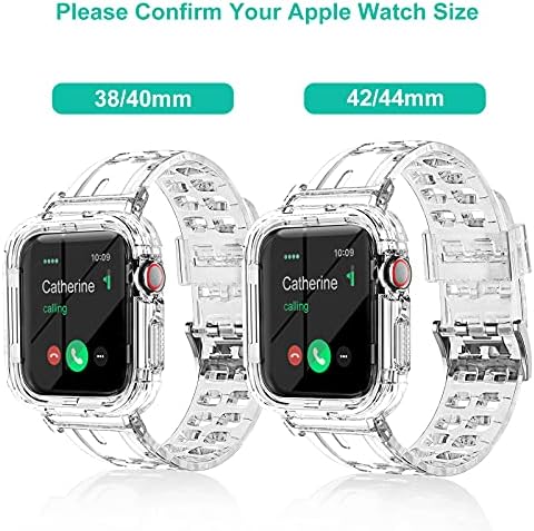 SXTDDSP компатибилен со лентите на Apple Watch 38mm 40mm 41mm 42mm 44mm 45mm, Jelly Crystal Clear Sport Band For Women Men Soft Silicone Strap Case за Apple Watch Series 8/7/5/4/3/2/SE