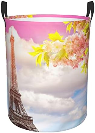 Париз Ајфеловата Кула Печатена Корпа За Перење Склопувачка Кружна Корпа За Складирање Облека Дневни Потреби Торба За Складирање С/М Две Големини