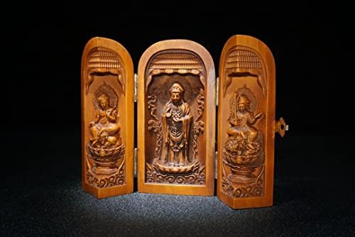 Geeyou кинески боксер-дрво западниот три светиот рејтизам Будизам Кван-Јин Гуанин Три отворена кутија 2
