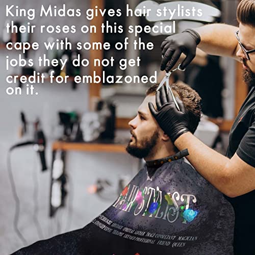 Крал Мидас Унисекс стилист за коса - Кејп за сечење на косата со прилагодливо копче за вратот и металното влечење - наметка за доказ за вода