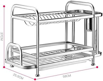 PDGJG 2 Ниво Згусне Нерѓосувачки Челик Сад Сушење Решетката Кујна Полица Кошница Позлатени Кујна Нож Мијалник Сад Дренажа Сушење Решетката Организатор