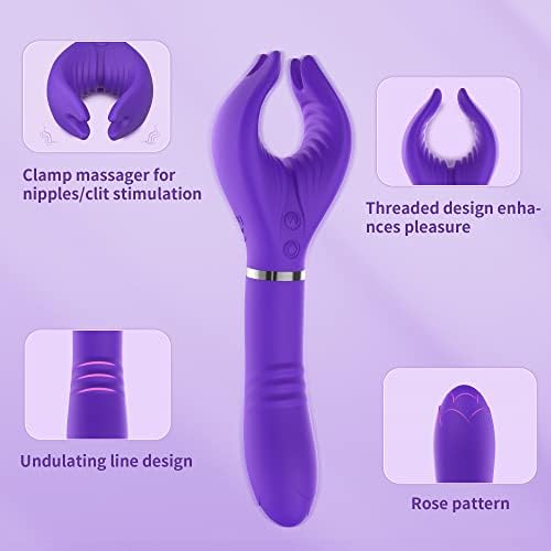 G Spot Clitoral Dildo Vibrator, Acvioo клит -стегач роза играчка зајак вибратор клиторис брадавица пенис стимулатор со 7 силни режими на вибрации, возрасни сексуални играчки за жени