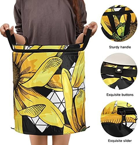 Флорална жолта хелиопсис Поп -дополнување на алиштата со патент за патент за патент, корпа за алишта со рачки, организатор за облека