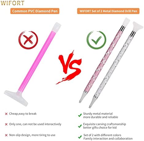 Wifort Diamond Painting Pens Pens, 2 пакувања рачно изработени дијаманти за сликање на дијаманти за дијаманти, дијамантски уметнички пенкало 5D DIY Rhinestones Пикап алатка за пенкало за ?