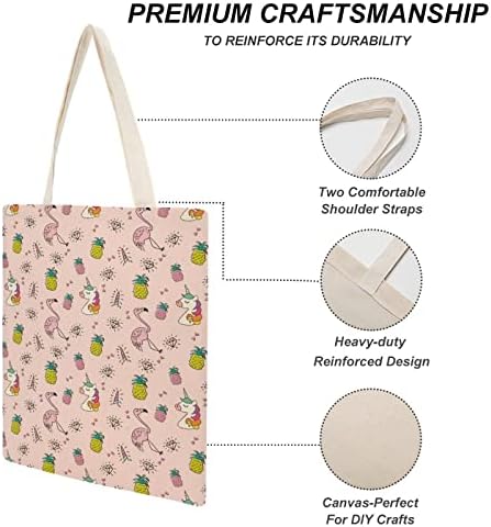 Еднорог фламинго ананас платно торба торба печатена намирници торбички за чанти за чанти за жени за жени мажи