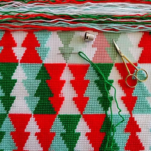 Модел на новогодишни елки на Брвск. Комплет за везови. Фрли перница 16 × 16 инчи. Печатено платно на таписерија, европски квалитет