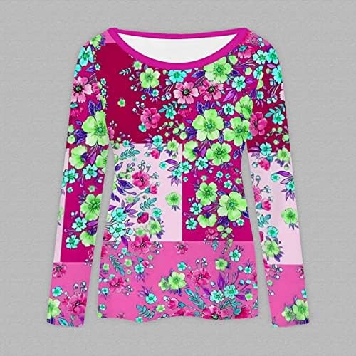 Плус големина на врвови за жени летна плажа бохо -вратоврска боја туника врвот чиноизери цветна маичка лажичка со долги ракави кошула