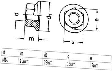X-Gree M10x1.25mm Тема 304 Не'рѓосувачки челик не'ртиран хексадециран орев за заклучување на прирабница 4pcs (M10x1.25mm Rosca 304 Acero