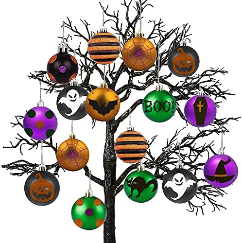 12 парчиња црна Ноќта на вештерките елката топка украси распрскувани расипувачки Божиќни украси дрвја топки за ходи -вештерките за одмор свадбена венчаница （зелен
