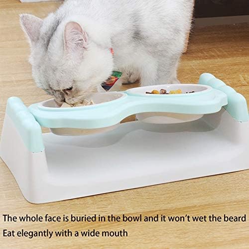 Зголемени чинии за мачки 15 ° Навалена удобност Висина Заштита на 'рбетот на мачката Лесно да се исчисти издржливото јадење со мачки, цврста база на лизгање без исту?