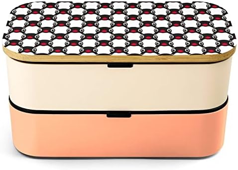 Пингвин шема двоен слој кутија за ручек со бенто со прибор за поставување на контејнер за ручек вклучува 2 контејнери