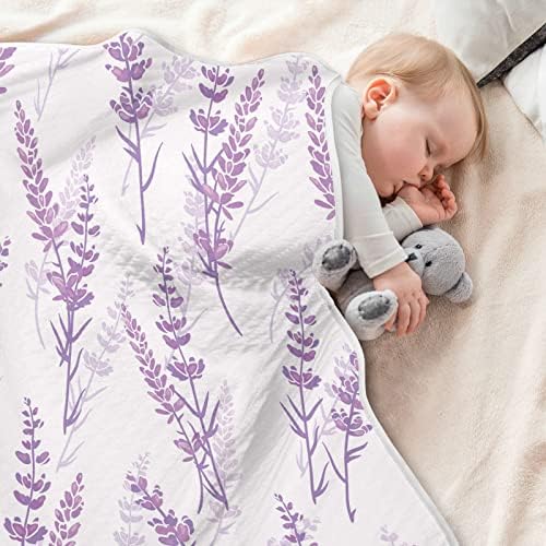 Swaddle Clabtet Lavender Floral Cotton Conte за новороденчиња, примање ќебе, лесен меко залепено ќебе за креветчето, шетач, расадници