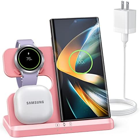 Безжична Станица ЗА Полнење ЗУБАР за Повеќе Уреди Samsung и Android 3 во 1 Безжичен Приклучок За Брз Полнач За Телефон Galaxy Z Flip 4/3
