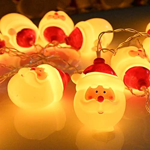 Quicard 10 ft 20 LED Christmas Christmas Claus String Lights, IP44 водоотпорна батерија управуваше топло бело Божиќно дрво жица светла украси, празнична градина за забава во затворен простор з?