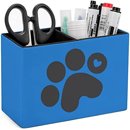 Nudquio Dog Paw отпечатоци PU кожа држач за моливче за далечински управувач за контејнер за домашна канцеларија за домашна канцеларија