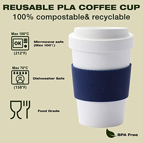 Чаши За Кафе за Повеќекратна Употреба лекоч за да одат Со Капаци Изработени ОД Пла Од Растително Потекло, 500 МЛ Шолја За Кафе За Автомобил,