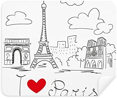 Го Сакам Париз Франција Ајфеловата Кула Линија Чистење Крпа Екран Почиста 2 парчиња Велур Ткаенина