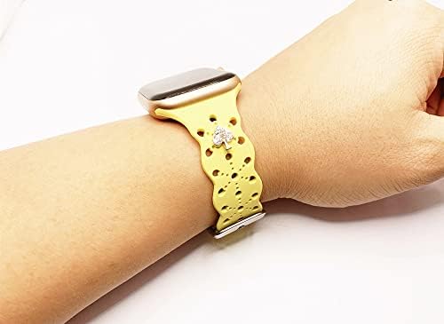 Мека шуплива чипка за часовници со декоративни нокти за занитки за Apple Watch Series 8 7 6 5 4 3 2 1 SE Ultra, Tomcrazy Silicone