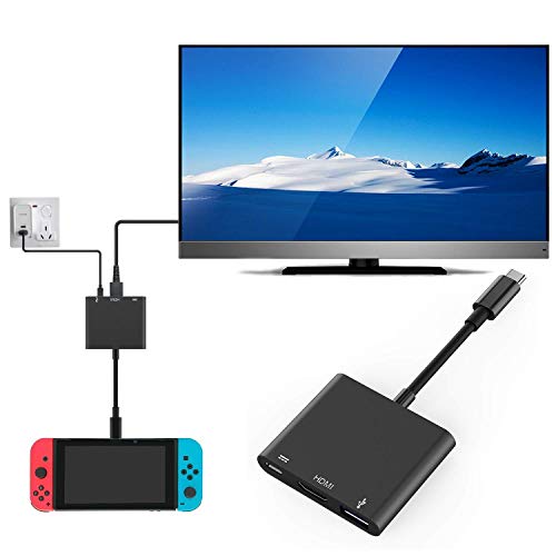 Lecmark USB тип C USB 3.1 до HDMI адаптер за Nintendo Switch Samsung Dex S9/Note 9, MacBook Pro Google Pixel - Црно