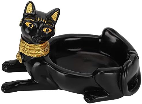 Божја фигура за домашна канцеларија декор египетска црна мачка смола занает египетска пепел, 5,1 x 3,5in гроздобер пепел, фенси