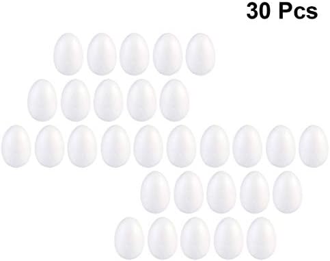 Детска играчка за валилик 30 парчиња Божиќ занаети за бела пена DIY Велигденски јајца Рачно изработено сликарство јајца бело моделирање топки во форма на јајца за де?