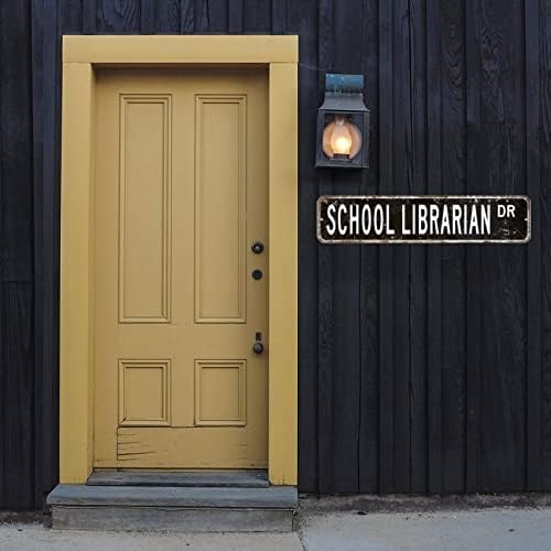Арогелд школа библиотекар знак училиште библиотекар за подароци библиотекар украс украс, библиотекар метал знак, уличен знак,