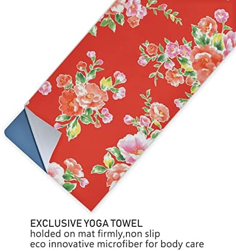 Augenserstan yoga ќебе кинеско-азиско-флорално-црвено-платено јога крпа за јога мат пешкир