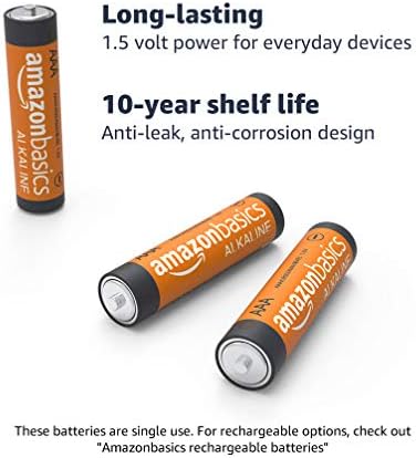 Основи на Амазон 100 пакувања ААА алкални батерии со високи перформанси, 10-годишен рок на траење, лесен за отворена вредност