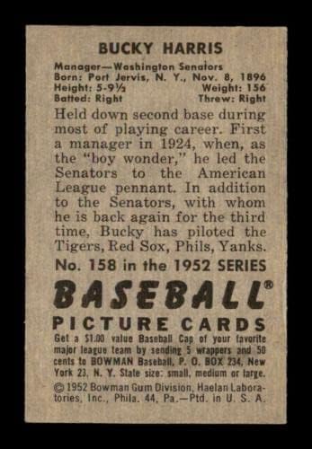 #158 Баки Харис МГ Хоф - 1952 Бејмман Бејзбол картички оценети екс+ - картички за дебитантски плочи за бејзбол